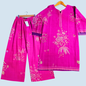 3pc unstitched khadar printed suit with printed trouser