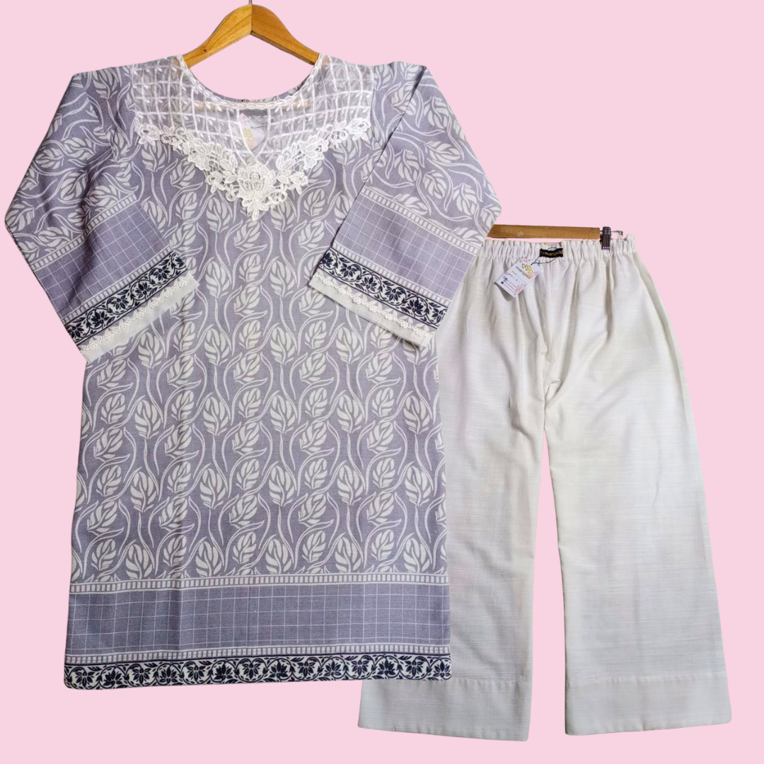 3pc unstitched khadar printed suit with printed trouser