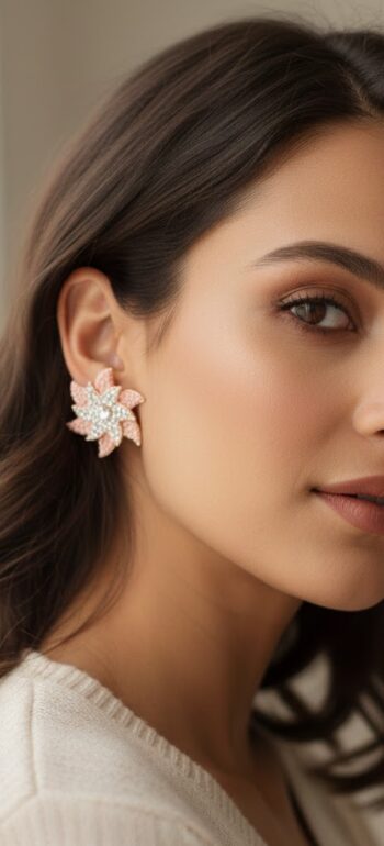 peach pink studs marigold jewelry