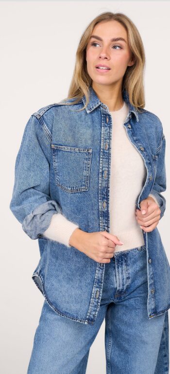 blue oversized denim shacket