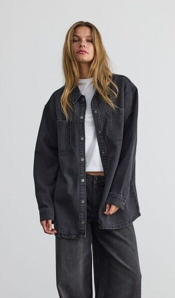 Faded Black oversized denim Jacket