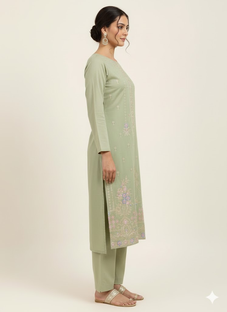 lawn embroidered chikankari shirt