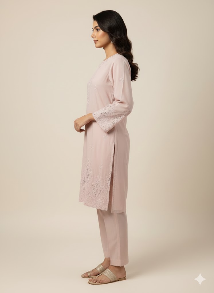 lawn embroidered chikankari shirt