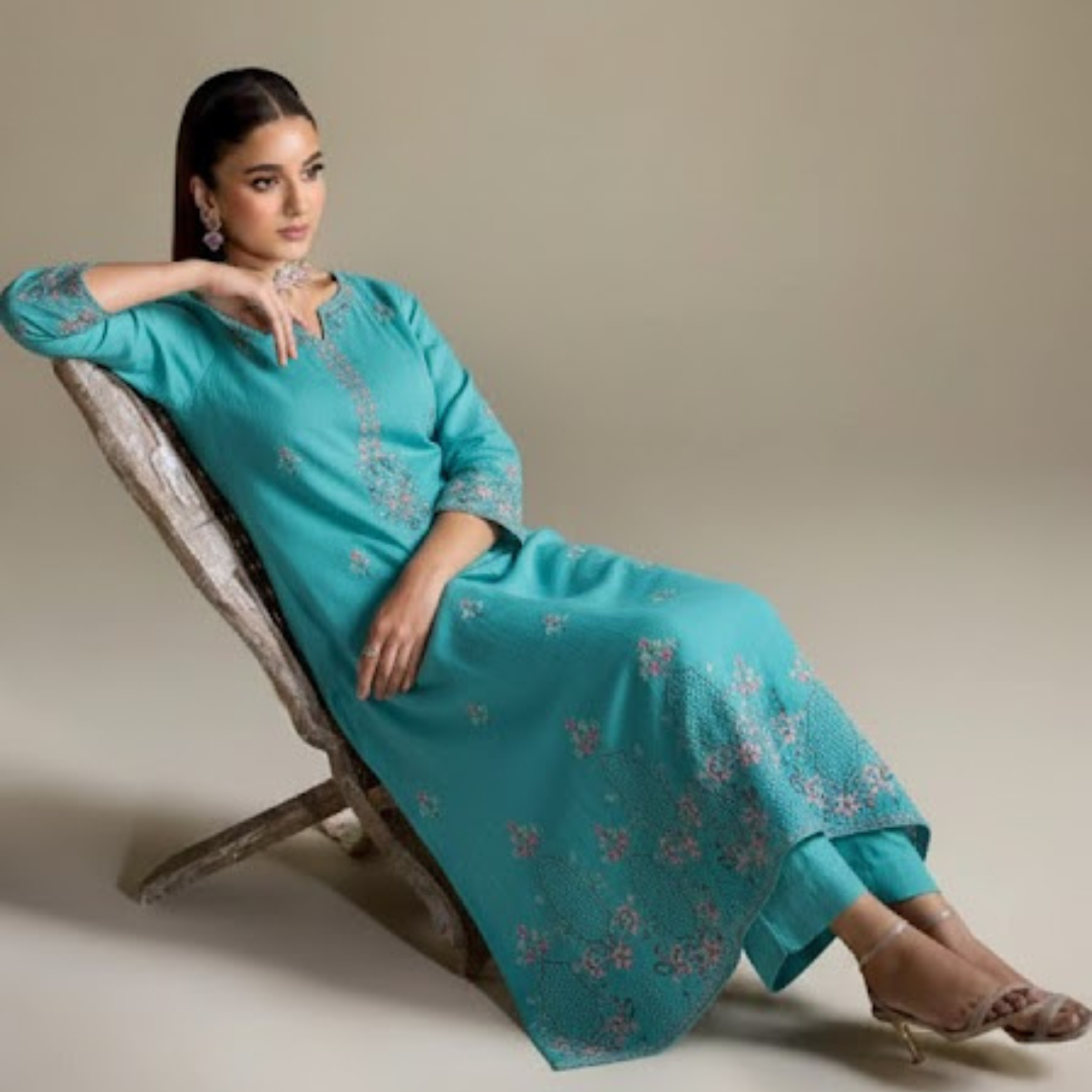 lawn embroidered chikankari shirt
