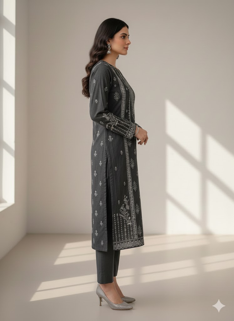 lawn embroidered chikankari shirt