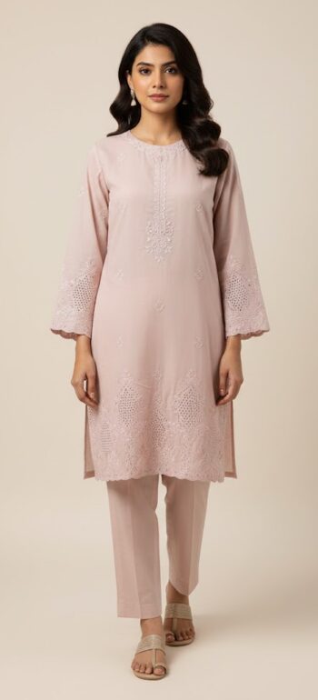 lawn embroidered chikankari shirt