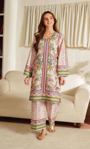 printed lawn cord set – effortless elegance